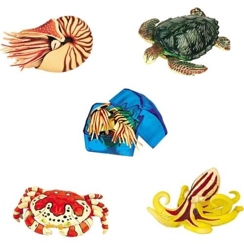 Assorted 4pcs/set of ukenn first generation 3D sea creatures puzzles DIY models kids educational toy 5566