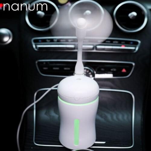 Car air freshener Heart Humidifier 3 in 1 Ultrasonic Air Purifier USB Fan Portable With LED Light Office Home Mist Maker
