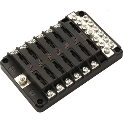 12-Way Blade Fuse Box Block Holder LED Indicator 12V 32V Auto Marine Waterproof