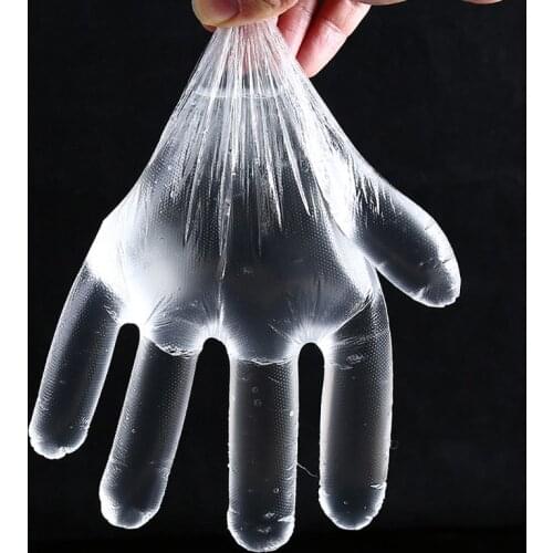 200Pcs/100Pcs Plastic Large Disposable Polyethylene Clear Gloves Food Dealing Cooking Cleaning Kitchen Restaurant BBQ Accessory