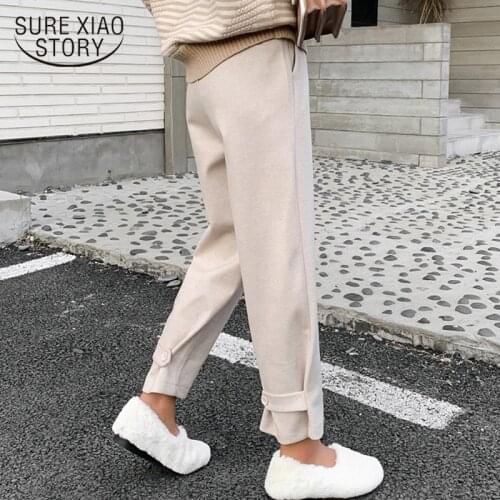 Autumn and Winter 2019 Loose Pants High Waist Broad Legs Straight Ankle-length Plus Size Pants Harem Pants Trousers 6997 50