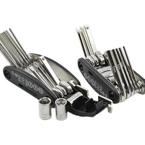 Household multi-function combination hexagonal socket wrench with one word cross 16 in one bicycle repair tool