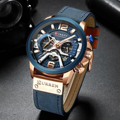 Men Watches Top Luxury Brand CURREN Casual Sport Watch Mens Leather Quartz Wristwatch Chronograph Date Clock Relogio Masculino