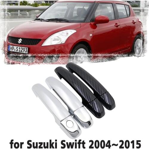 Black Carbon Fiber handle Or Chrome Side Door Cover Trim Set for Suzuki Swift Maruti DZire 2004~2015 Car Accessories 2005 2006