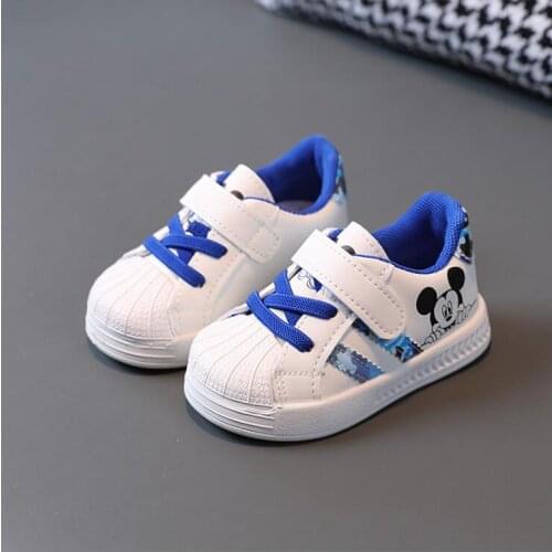 Disney Mickey Mouse Kids cartoon Sneakers Boys Girls White trainers Children Casual School shoes