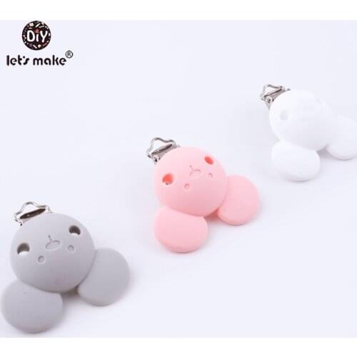 Lets make Baby Pacifier Clips Holder Silicone Bear Head Cartoon Clip For Baby DIY Dummy Clip Accessories Feeding Toy Clips