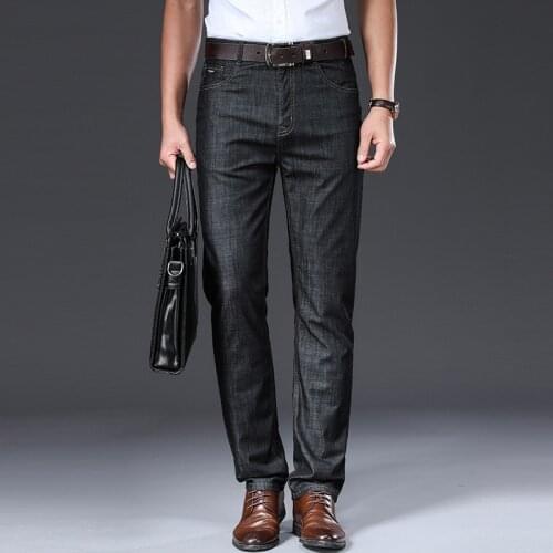 2021 Men Jeans Summer Thin Breathable Soft Mid Straight Regular Mens Jeans Trousers Vintage Mens Clothing