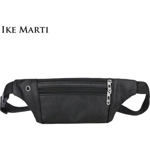 IKE MARTI New Leather Waist Packs for Men Fanny Pack Shoulder Chest Bags for Male Phone 2021 Travel Man Belt Pouch Waist Bag