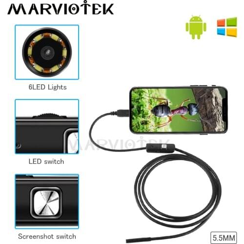 5.5mm Micro USB Endoscope camera HD 1/1.5/2/3.5/5M endoscope android camera mini Phone Borescope Inspection car endoscope camera