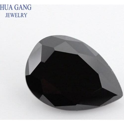 2x3~13x18mm Black Pear Shape Stones Loose Glass Beads Synthetic Gems For Jewelry Wholesale Free Shipping