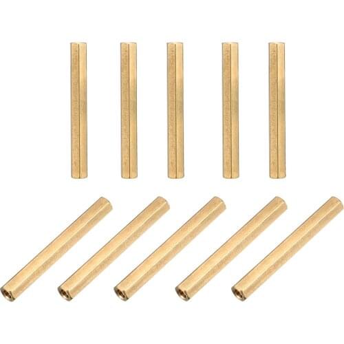 Uxcell M3 x 40mm Female Thread Brass Hex Standoff Pillar Rod Spacer Coupler Nut 10pcs