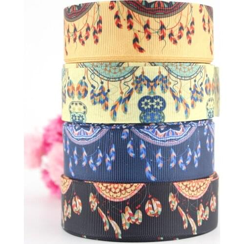 1" Single Face Printed Dreamcatche patterns Grosgrain Ribbon 25mm 10 yards DIY bows crafts wedding decorative ribbons