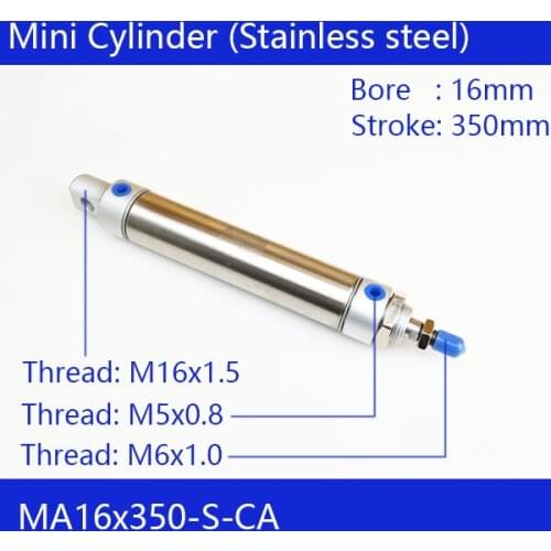 MA16*350 Free shipping Pneumatic Stainless Air Cylinder 16MM Bore 350MM Stroke MA16X350-S-CA Double Action Mini Round Cylinders