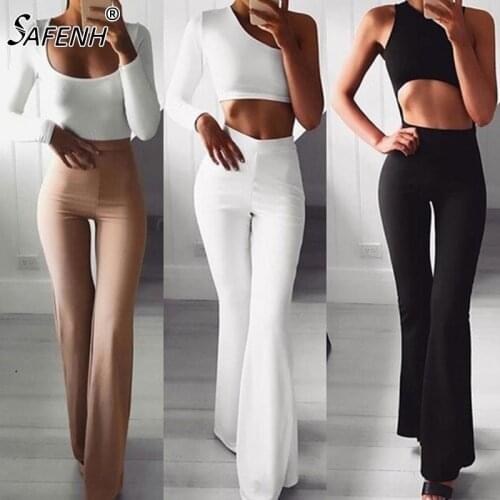 Fashion Women Sexy High Waist Bodycon Bell Bottom Pants Flare Pants Dance Flare Pants Broad Leg Yoga Sport Ballet Pants
