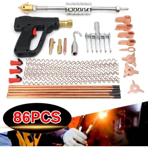 86Pcs Dent Repair Puller Kit Car Body Dent Spot Repair Welder Stud Mini Welding Machine Removal Device Pulling Hammer Tool Set
