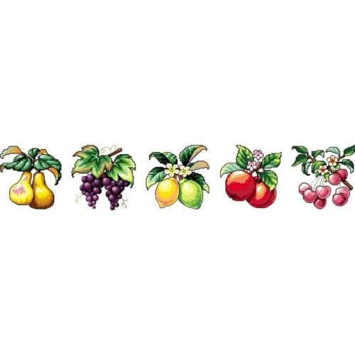 Fruit, lemon, pear, grape and cherry handmade cross stitch material pack, calico kit, 11CT, 14CT, 18CT embroidery