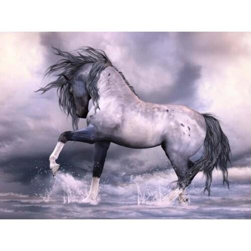 A Running Horse Animal Embroidery Needlework Sets for 14CT Canvas Counted Unprinted DIY Cross Stitch Kits Handmade Art Decor