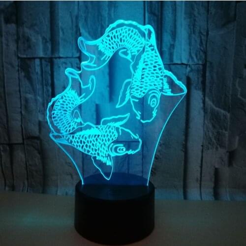 New Fish Colorful 3d Lamp Led Acrylic Touch Remote Control Table Lamps For Living Room Creative Vision Nightlight Desk Lamp