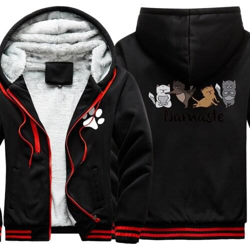 Namaste Print 2020 New Arrival Thicken Jackets For Mens Pocket Male Clothing Leisure Tracksuits Retro Hipster moletom masculino