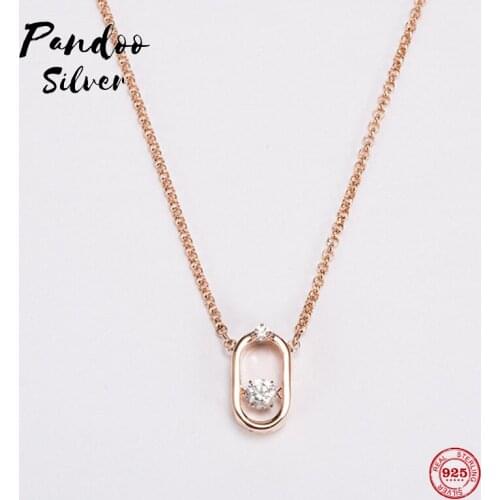 PANDOO Fashion Charm 925 Sterling Silver Original 1:1 Copy, Crystal Color Jump Fashion Wild Necklace Female Luxury Jewelry Gifts
