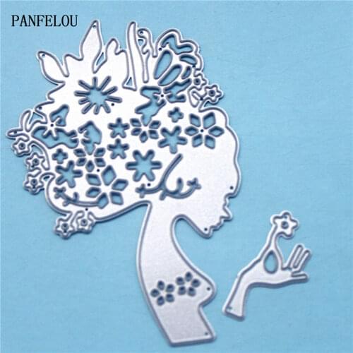 PANFELOU Metal craft kerchief lady paper die cutting dies for Scrapbooking/DIY Easter wedding Halloween Greeting cards