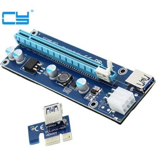 50PCS/Lot USB 3.0 PCI-E PCI Express 1X to 16X Extender Riser Card Adapter with 6Pin Power Extension Cable
