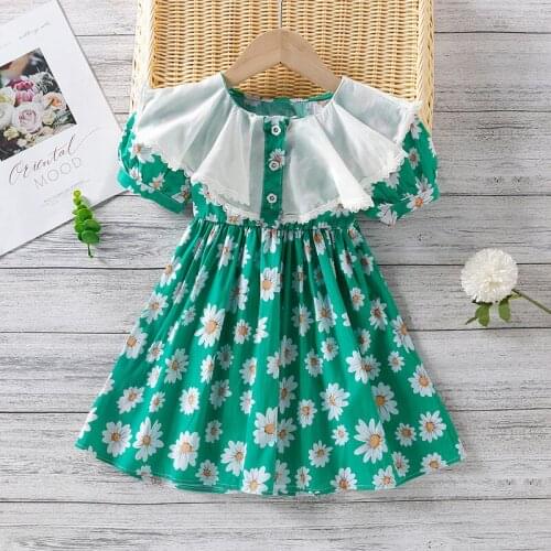 Floral Girls Dress 2021 New Boho Style Sweet Kids Party Clothes for 2 3 4 5 6 Year Girl Toddler Children Princess Costume