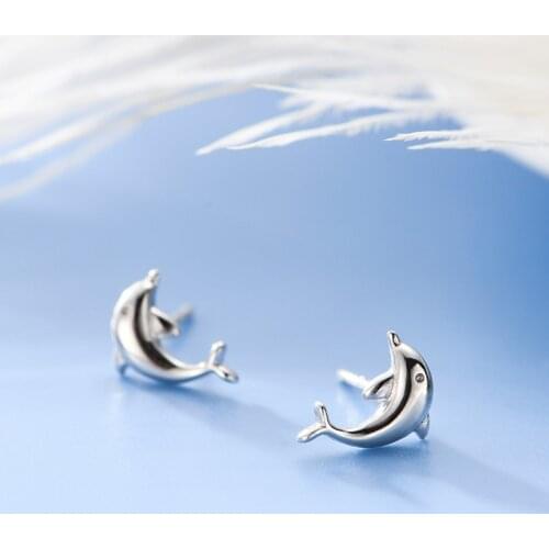Dolphin Stud Earrings For Women Minimalist Glossy Cute Marine Animal Summer New Arrival Student Girls Beach Party Jewelry On Ear
