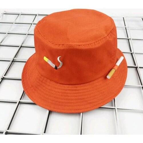 Personalize cigarette embroidery bucket hat men women fishing sun hat Adult bucket hat summer lovers flat hat