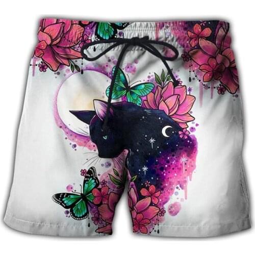 Cat & Butterfly Flower 3D Printed Mens Shorts Unisex Streetwear Shorts Summer Beach Harajuku Casual Shorts DKD04 Drop shipping