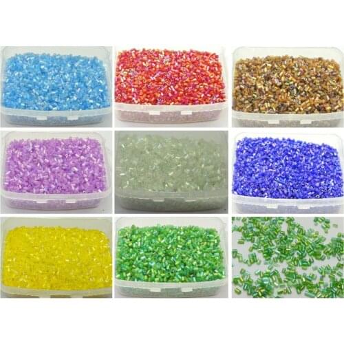 5000 Glass Tube Bugle Seed Beads 2X2mm Transparent + Storage Box Pick Your Color