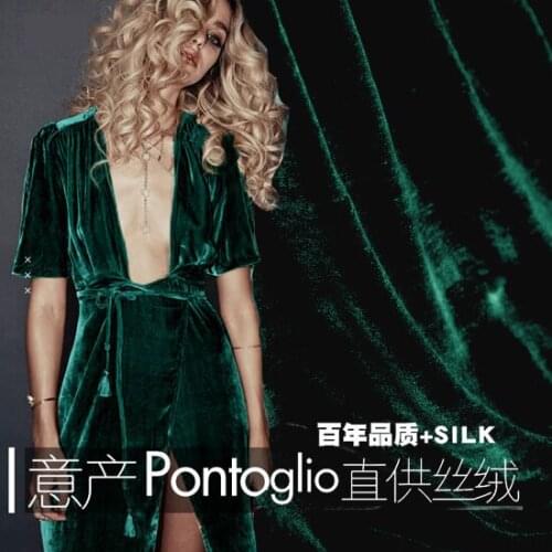 Super-American high-end luxury custom-made silk velvet fabric dark green fashionable silk velvet fabric