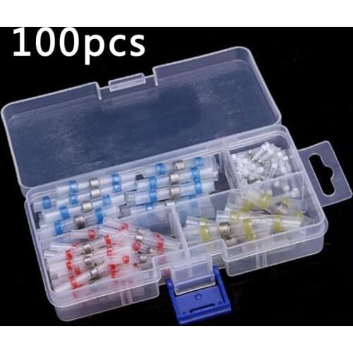 100 pcs Heat Shrinkable Tube Insulation Terminal&thermal Solder Ring Heat Shrinkable Butt Waterproof Connector Splice for marine