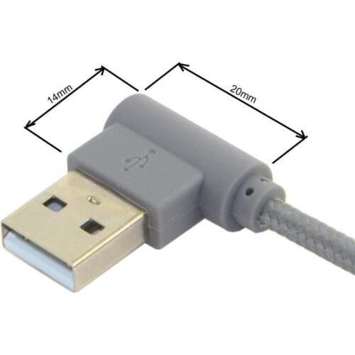USB-C 3.1 Type-C to Left Angled 90 Degree USB 2.0 Data Cable with Sleeve for Tablet & Mobile Phone
