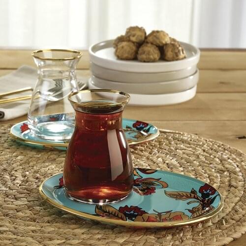 WONDERFUL MAGNIFICENT Karaca Mito 12 Piece Tea Set QUALITY FREE SHIPPING WITH BEVERAGES AND BEVERAGES