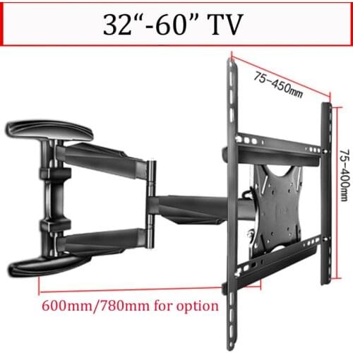 LCD-WA8 45KG 30"-60" 3 arm retractable full motion lcd tv wall mounted Bracket 600mm 780mm ultra slim with cable cover 400x400