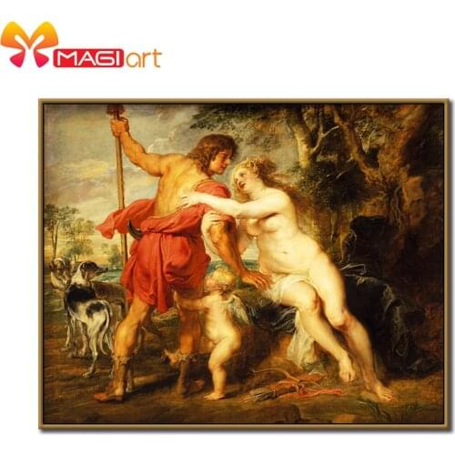 Cross stitch kits Embroidery needlework sets 11CT water soluble canvas patterns 14CT Portrait painting Venus and Adonis-NCMP015