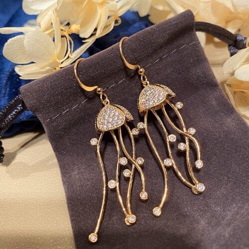 Bilincolor deep sea jellyfish advanced sensory-fringed jellyfish earrings earrings for women party or gift