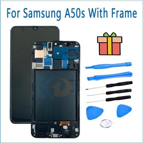 Mobile phone LCD For Samsung Galaxy A50s LCD Display Touch Screen Digitizer Assembly For Samsung A50s A507 lcd screen With Frame