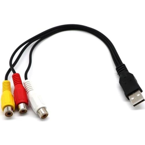 1.5m 5ft USB Male A to 3 RCA AV A/V TV Adapter Cord Cable USB to 3RCA Audio Video Cable for Set-top Box TV Game Consoles