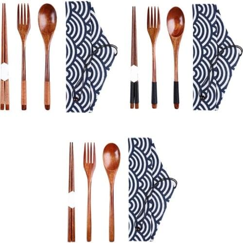 1 Set 3 Styles Wooden Utensils Tableware Sets Wooden Chopsticks Spoons and Forks