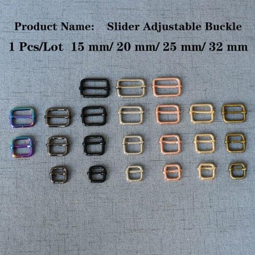 1 pcs/pack 15mm 20mm 25mm 32mm Metal Slider Adjustable Buckle Handbag Strap For Bag of 7 different colors DIY Accessories
