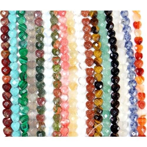 10mm natuursteen agaat Quartz Turquoises Opal Facet Perzik hart spacer kralen voor Diy Sieraden Maken Armband Ketting 20pcs