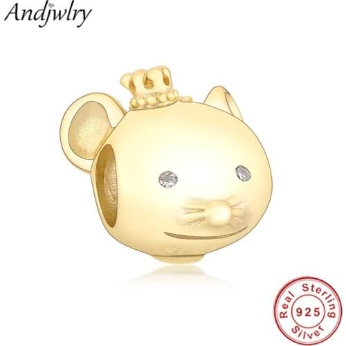 100% 925 Sterling Silver Shining Rat Charm Fit Original Pandora Charms Bracelet 925 Silver Beads DIY Jewelry Berloque