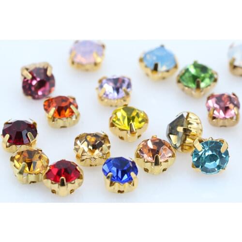 100p 5mm faceted crystal glass glue on Sew on claw cup Rhinestones Gold Claw Montees button Stone beads DIY shoes Bags clothes