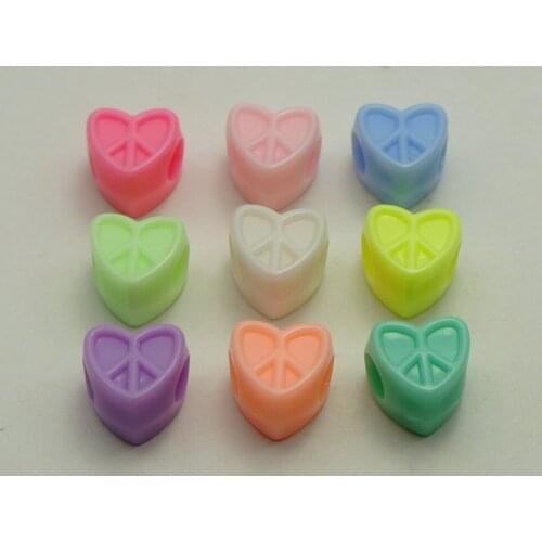 200 Mixed Pastel Color Acrylic Cute Love Heart Pony Beads for Kids Kandi Craft