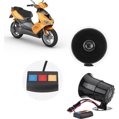 30W 110dB Car Motorcycle Black Alarm Warning Siren Horn 3 Sound Loud Speaker Universal fit for various cars and motorcycles