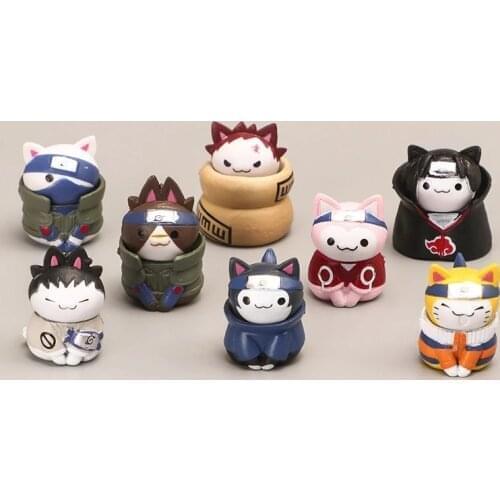 4/8PCS/Set Cat Figures Toys Room Decoration Kakashi Gaara Hinata Sasuke Itachi Q Version 3cm Dolls Childrens Toys Gift