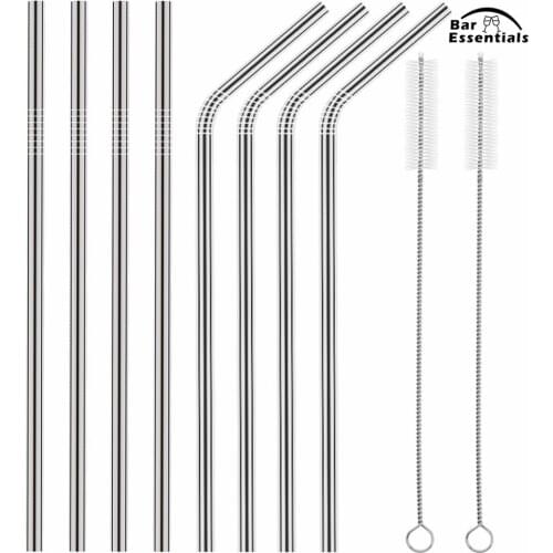 8Pcs Reusable Drinking Straw High Quality Stainless Steel Metal Straw with Cleaner Brush For Mugs