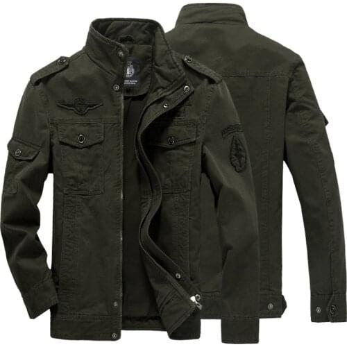 Army Green Plus Size 6XL Men Military style Jacket Multi Pocket Warm Zipper Outerwear Autumn Winter Male Casual Coat